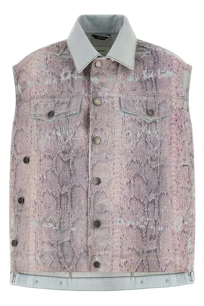 Haikure Janette Denim Collar Snakeskin Pattern Vest In Multi