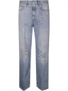 Haikure Distressed Straight Leg Jeans Rivet Detail In Blue