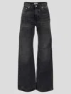 Haikure 'korea' Grey Jeans With Faded Effect And Logo Patch On The Back In Black