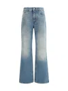 Haikure Wide-leg Denim Trousers Faded Effect In Blue