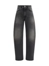 Haikure Wide-leg Denim Trousers With Medium Waist In Black