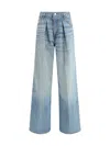 Haikure Wide-leg Denim Trousers Front Pleats In Blue