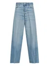 Haikure Blue Five Pocket Jeans With Logo Patch On The Back In Denim Woman In Blue
