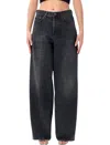 Haikure 'korea' Grey Jeans With Faded Effect And Logo Patch On The Back In Cotton Woman In Animal Print