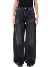 Haikure 'korea' Grey Jeans With Faded Effect And Logo Patch On The Back In Cotton Woman