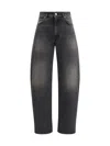 Haikure Washed Dark Grey Jeans With Classic Five-pocket Design In Black