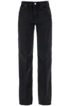 Haikure Womens New Bassano Black Bonnie Logo Leather-patch Wide-leg High-rise Denim Jeans
