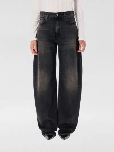 Haikure 'korea' Grey Jeans With Faded Effect And Logo Patch On The Back In Cotton Woman In Black