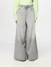 Haikure Wide Washed Effect Jeans With Belt Loops In Grau