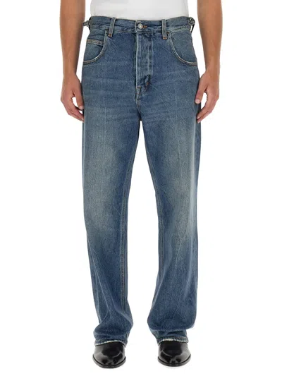 Haikure Cotton Jeans With Back Logo Patch In Blue