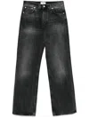 Haikure 'korea' Grey Jeans With Faded Effect And Logo Patch On The Back In Black