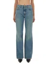 Haikure Korea Wb Fray Waist Wide Flare Leg Jeans In Blue