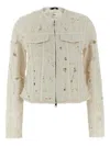 Haikure White Jacket With Rips In Sandshell
