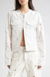 Haikure Jena Bull Destroy Zip-up Denim Jacket In White