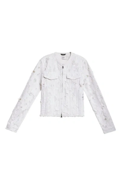 Haikure Jena Bull Destroy Zip-up Denim Jacket In Beige