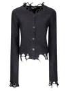 Haikure Jill Sweater With Long Sleeves And Distressed Edges In Black