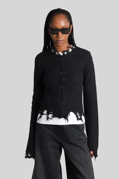 Haikure Distressed Cardigan In Black