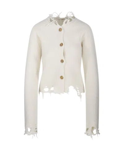 Haikure Cropped Long-sleeve Sweater In White