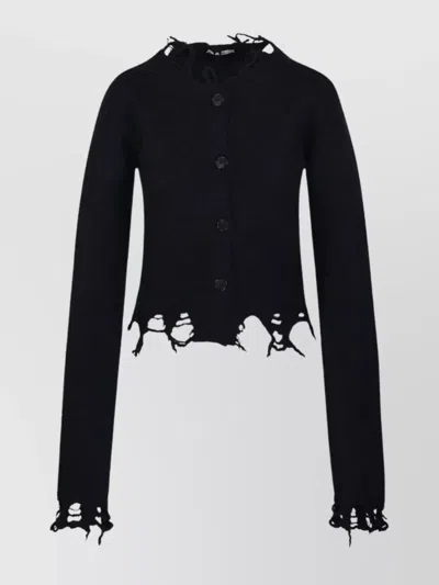 Haikure Jill Sweater With Long Sleeves And Distressed Edges In Black