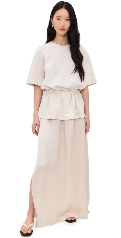 Haikure Joopy Drawstring Waist Mixed Media T-shirt Dress In Neutral