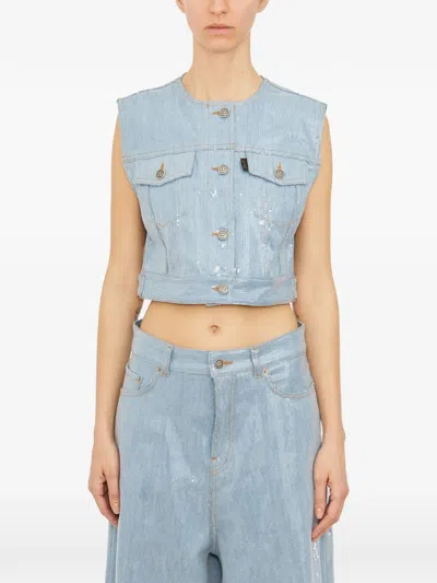 Haikure Gilet Con Paillettes Mod. Judy In Blue