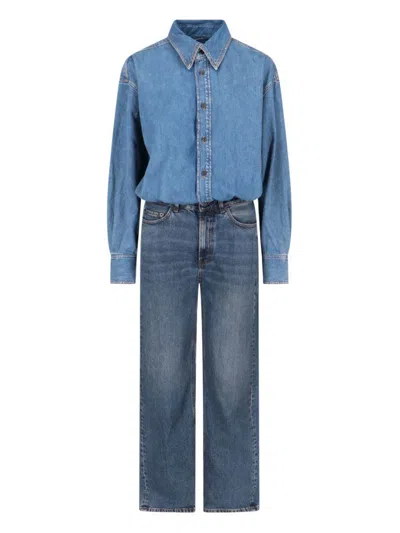 Haikure Korea High-rise Wide-leg Jeans In Blue