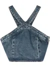 Haikure Kendall Cropped Denim Top In Blue
