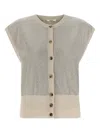 Haikure Cap Sleeve Mesh Vest With Ribbed Hem In Brown
