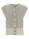 Haikure Cap Sleeve Mesh Vest With Ribbed Hem In Gray