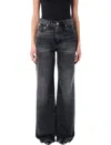 Haikure 'korea' Grey Jeans With Faded Effect And Logo Patch On The Back In Black