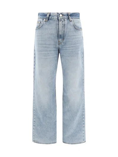 HAIKURE 'KOREA' BLUE JEANS WITH HIGH WAIST AND LOGO PATCH ON THE REARI N DENIM WOMAN
