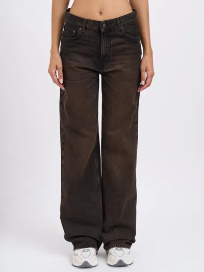 Haikure Korea Straight-leg Jeans In Brown