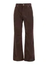 Haikure Korea Brown Pants With Logo Patch On The Rear In Corduroy Woman In Brown