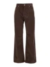 Haikure Korea Brown Pants With Logo Patch On The Rear In Corduroy Woman In Brown