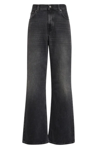 Haikure Korea High Waist Straight Leg Jeans In Black