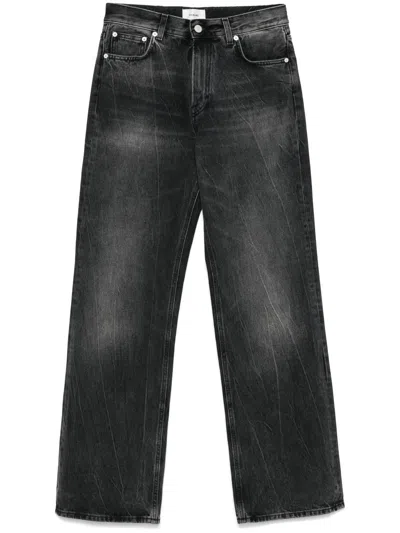 Haikure 'korea' Grey Jeans With Faded Effect And Logo Patch On The Back In Cotton Woman In Black