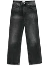 Haikure 'korea' Grey Jeans With Faded Effect And Logo Patch On The Back In Black