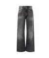 Haikure 'korea' Grey Jeans With Faded Effect And Logo Patch On The Back In Black