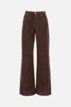 Haikure Korea Brown Pants With Logo Patch On The Rear In Corduroy Woman In Brown