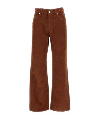 Haikure Korea Velvet Pier Condury Trousers In Brown