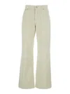 Haikure Korea White Pants With Logo Patch On The Rear And Wide Leg In Corduroy Woman In Green