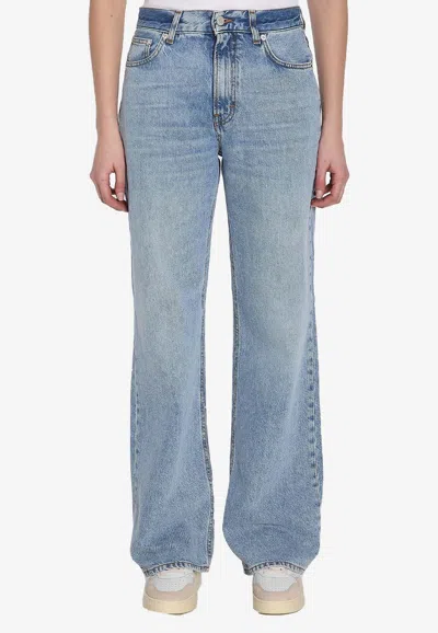 Haikure Korea Wb Distressed Boyfriend Jeans In Blue