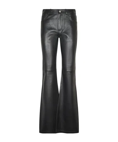 Haikure Leather Casual Trousers With Belt Loops In Black