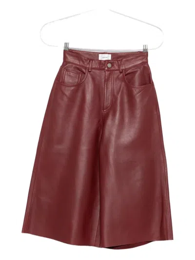 Haikure Leather Cropped Pants In Burgundy