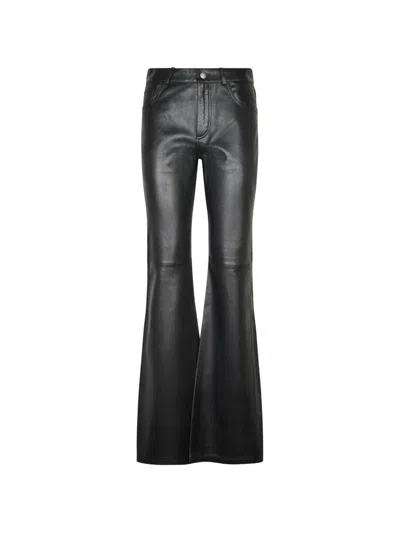 Haikure Leather Flared Trousers In Black