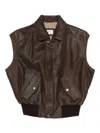 Haikure Leather Gilet In Brown