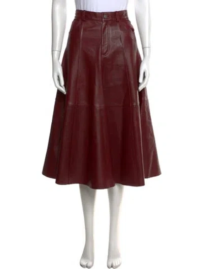 Pre-owned Haikure Leather Midi Length Skirt In Red