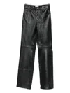 Haikure Leather And Denim Straight Leg Trousers In Black