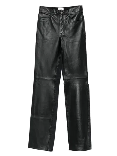 Haikure Leather Panelled Trousers In Black