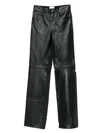 Haikure Leather And Denim Straight Leg Trousers In Black